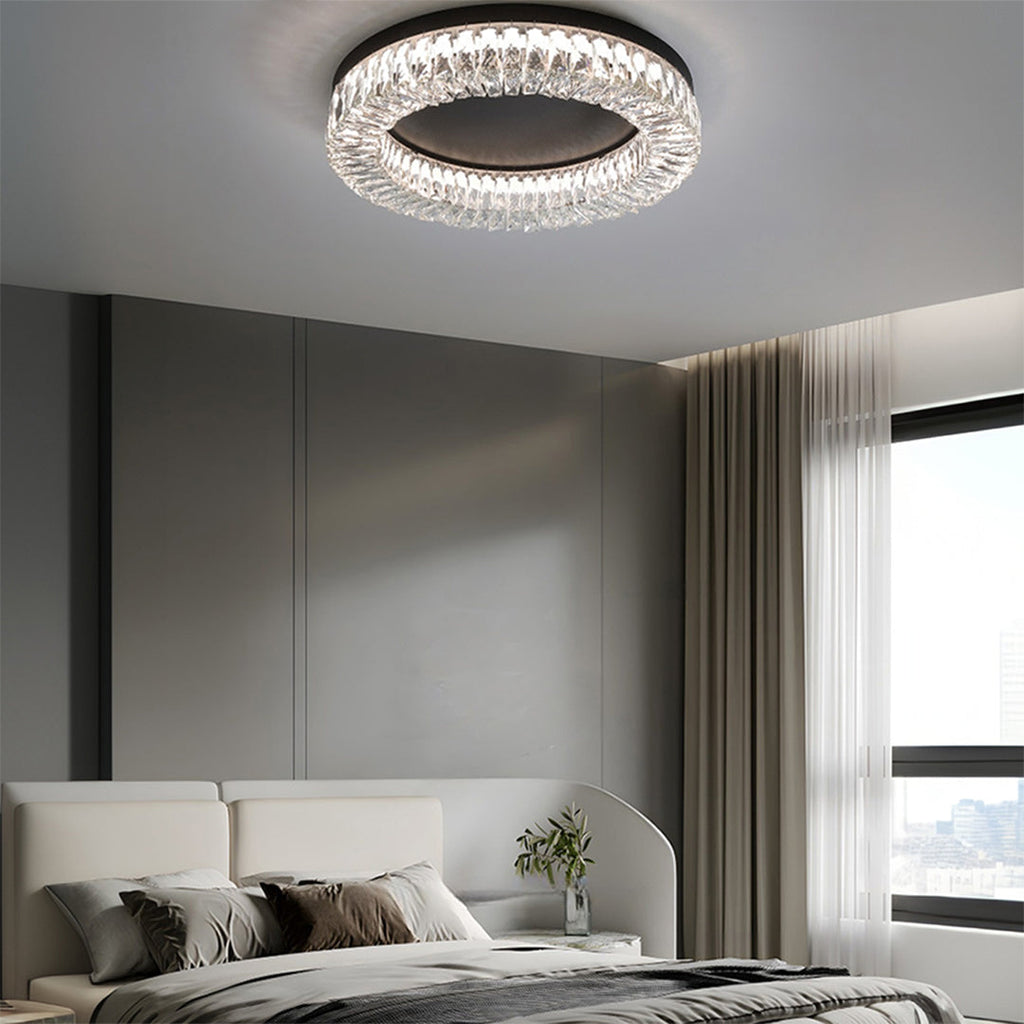 Black Ceiling Flush Mount Light - Italian LED Round Eye-Protecting Lamp