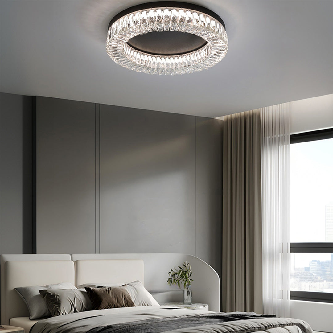 Black Ceiling Flush Mount Light - Italian LED Round Eye-Protecting Lamp
