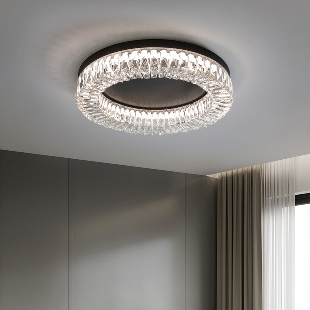 Black Ceiling Flush Mount Light - Italian LED Round Eye-Protecting Lamp
