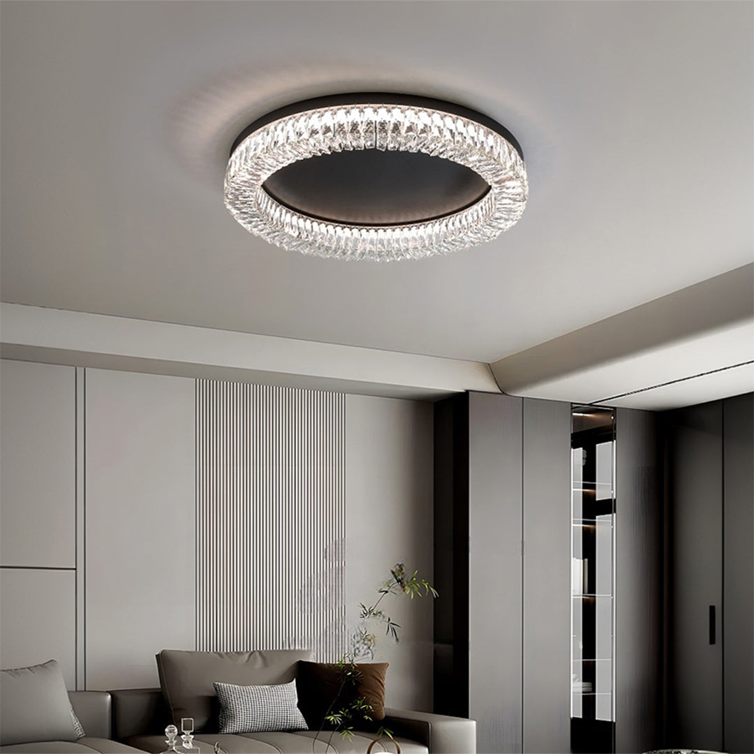 Black Ceiling Flush Mount Light - Italian LED Round Eye-Protecting Lamp