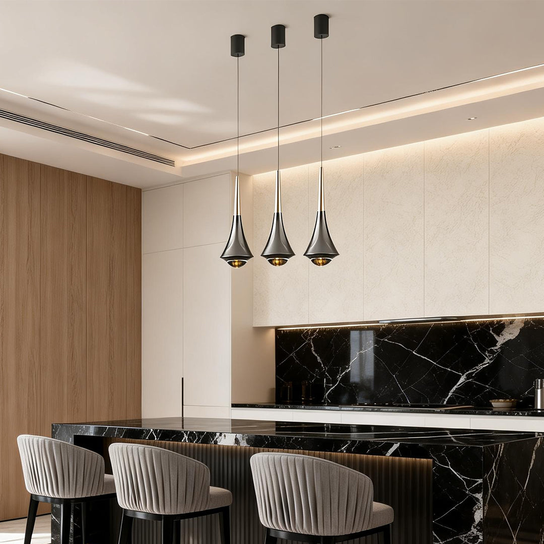Black Cone Pendant Light - Modern LED Ceiling Fixture, Stylish Hanging Light for Home Decor