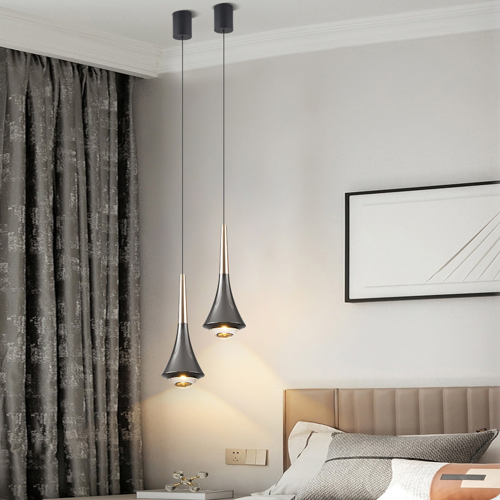 Black Cone Pendant Light - Modern LED Ceiling Fixture, Stylish Hanging Light for Home Decor