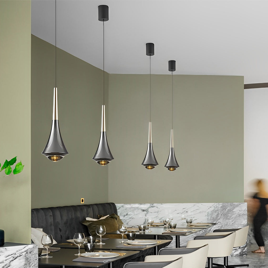 Black Cone Pendant Light - Modern LED Ceiling Fixture, Stylish Hanging Light for Home Decor