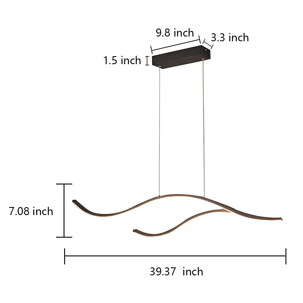 Curved Wavy LED Pendant Light - Modern Metal Ceiling Fixture