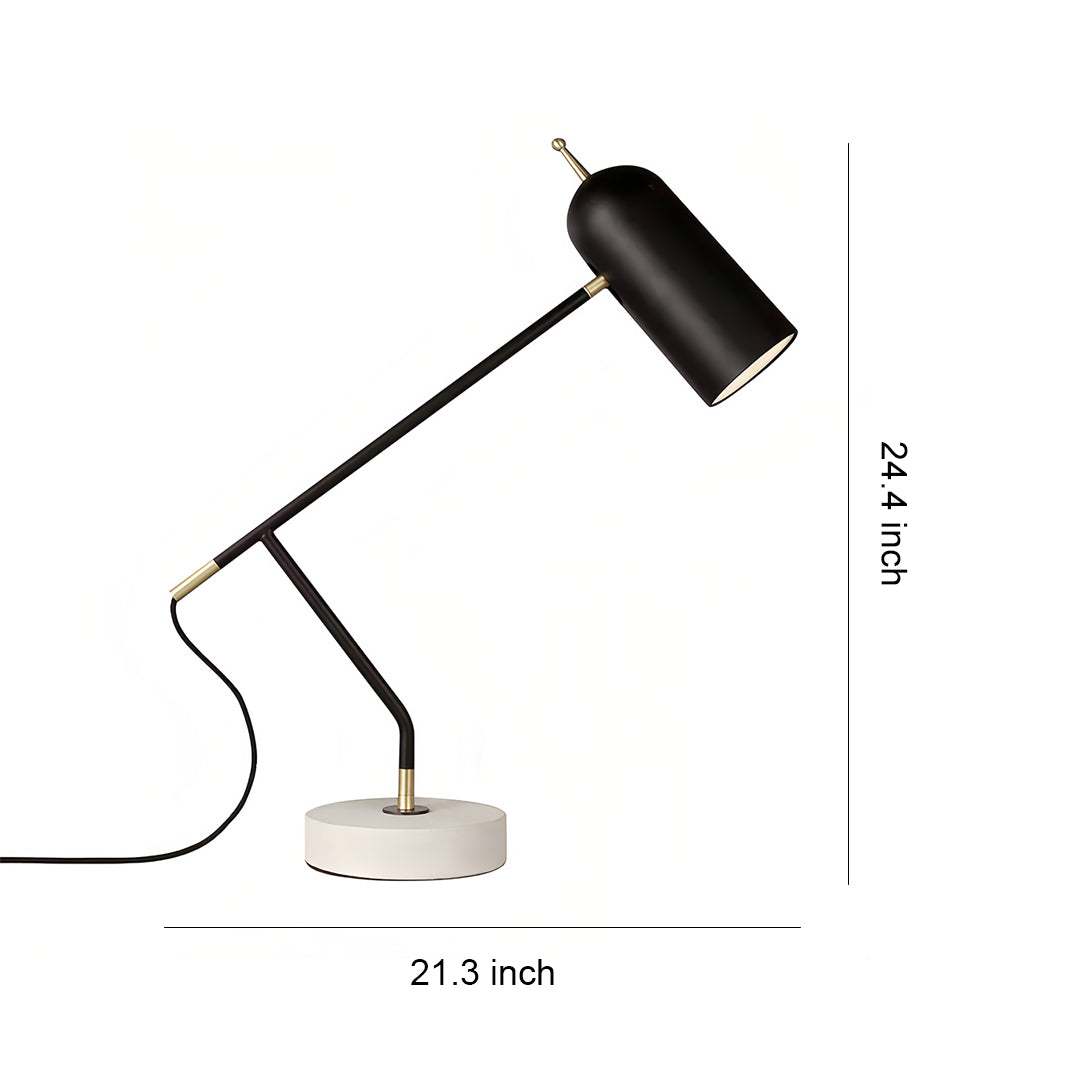 Black Modern Marble Desk Lamp - Minimalist Elegant Office Reading Light
