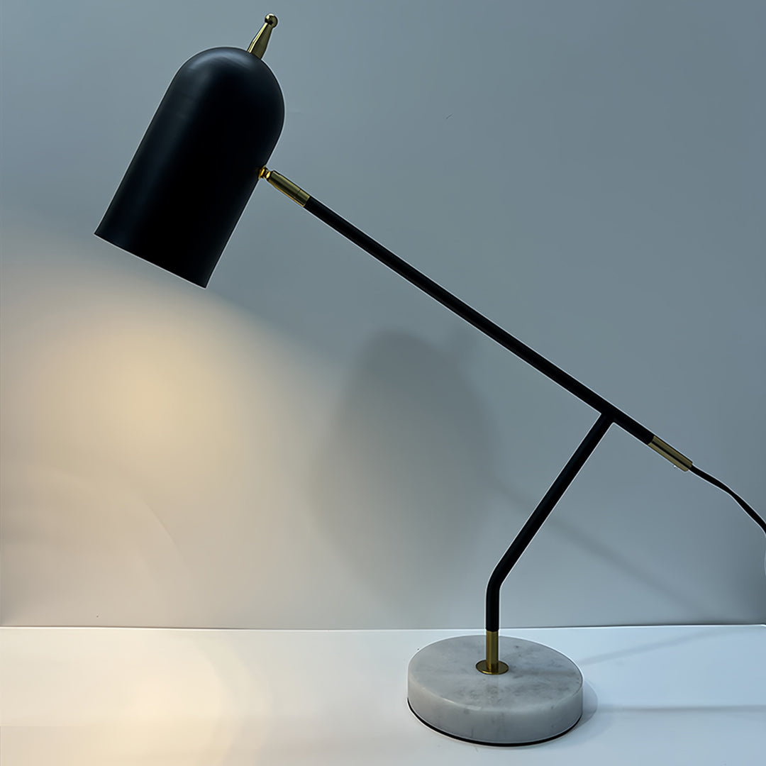Black Modern Marble Desk Lamp - Minimalist Elegant Office Reading Light