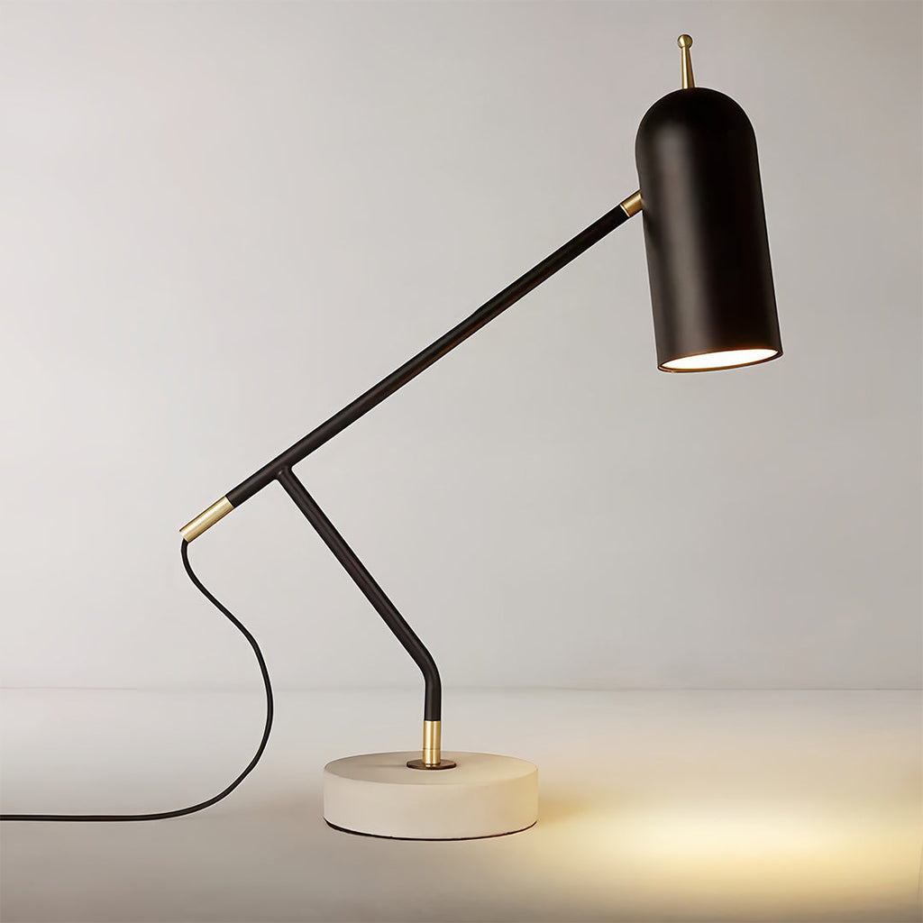 Black Modern Marble Desk Lamp - Minimalist Elegant Office Reading Light