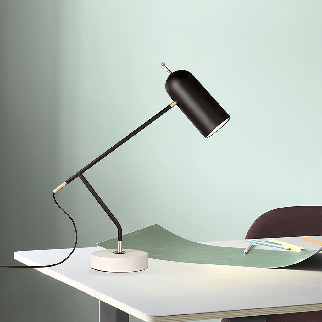 Black Modern Marble Desk Lamp - Minimalist Elegant Office Reading Light