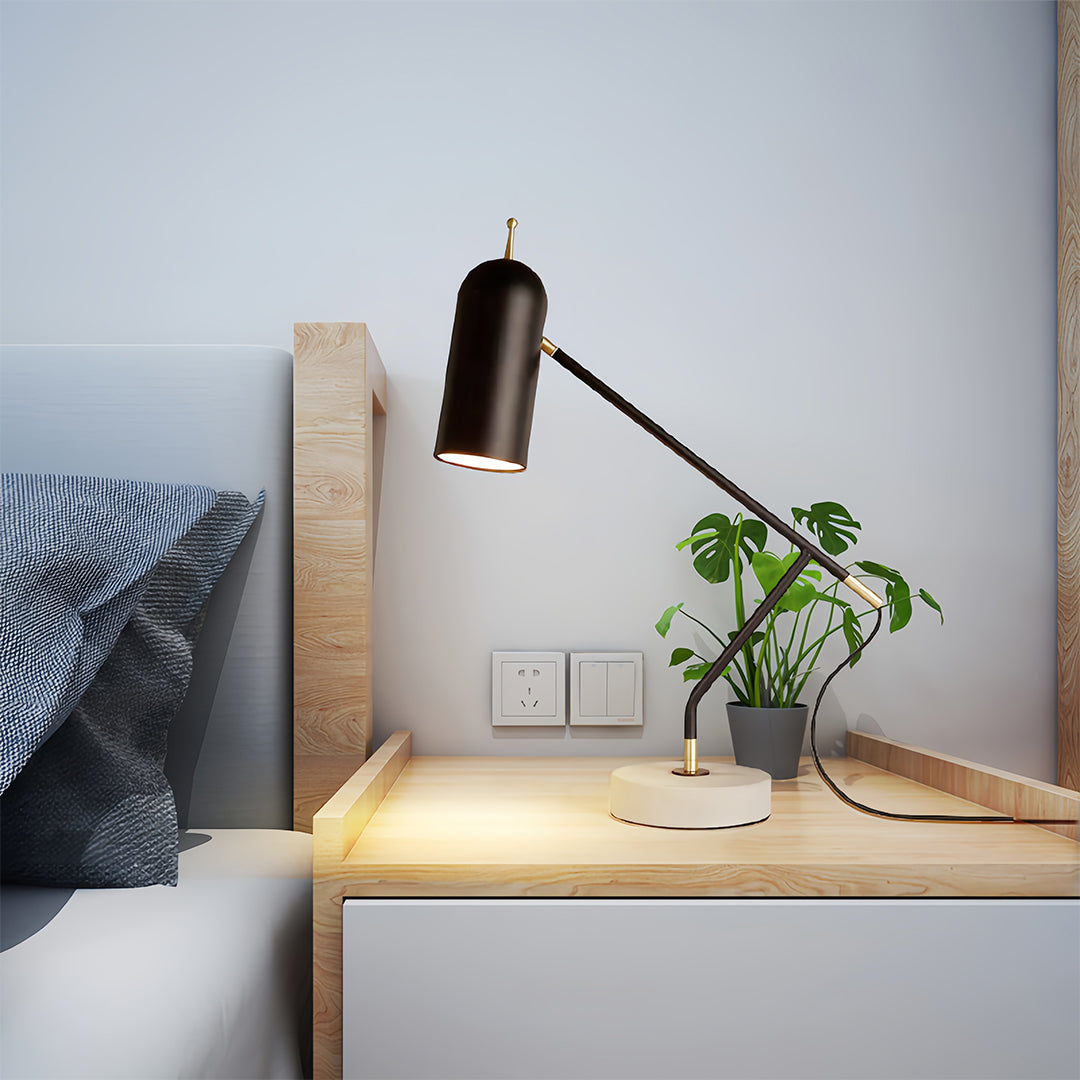 Black Modern Marble Desk Lamp - Minimalist Elegant Office Reading Light