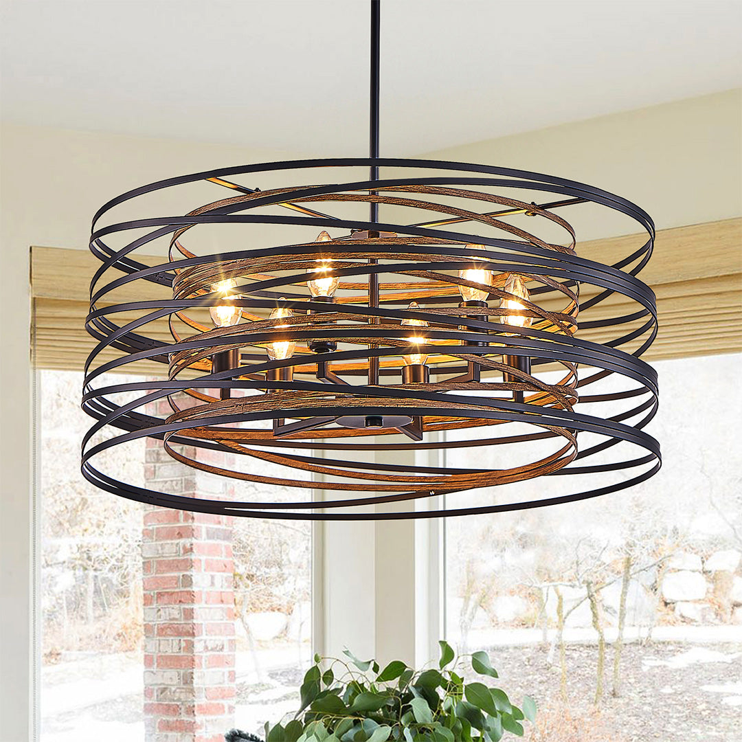 Black Drum Pendant Light - Iron Cage Cylinder Ceiling Fixture