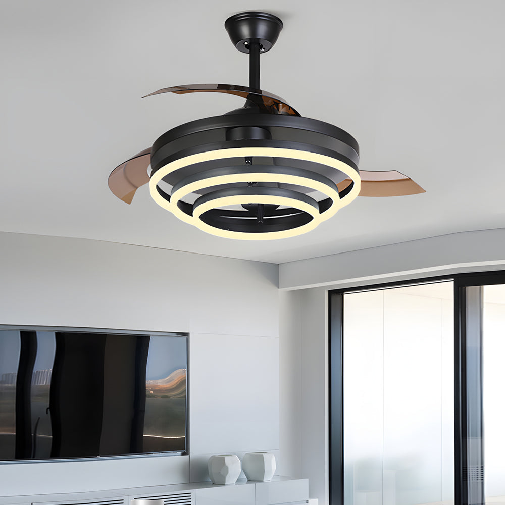 Black Modern Fan with Adjustable LED Light