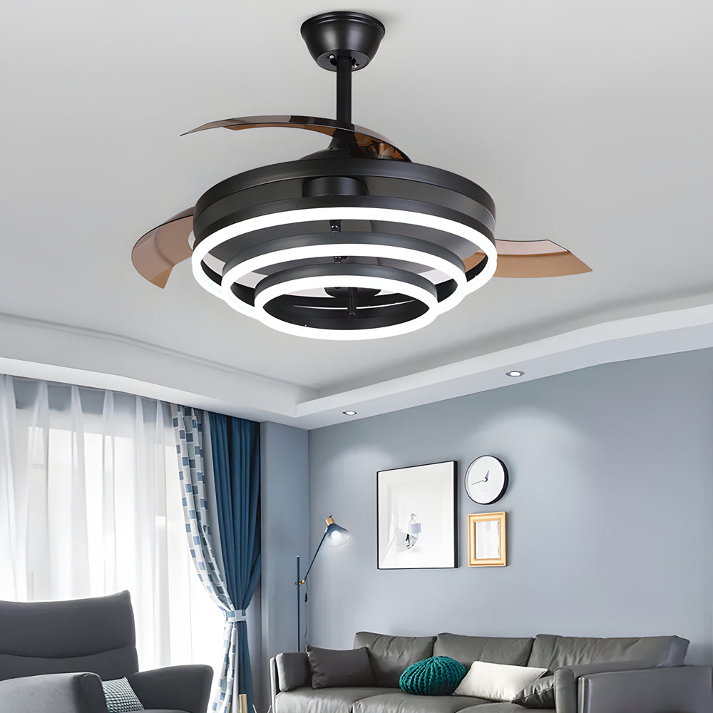 Modern Black Ceiling Fan with Adjustable LED Light