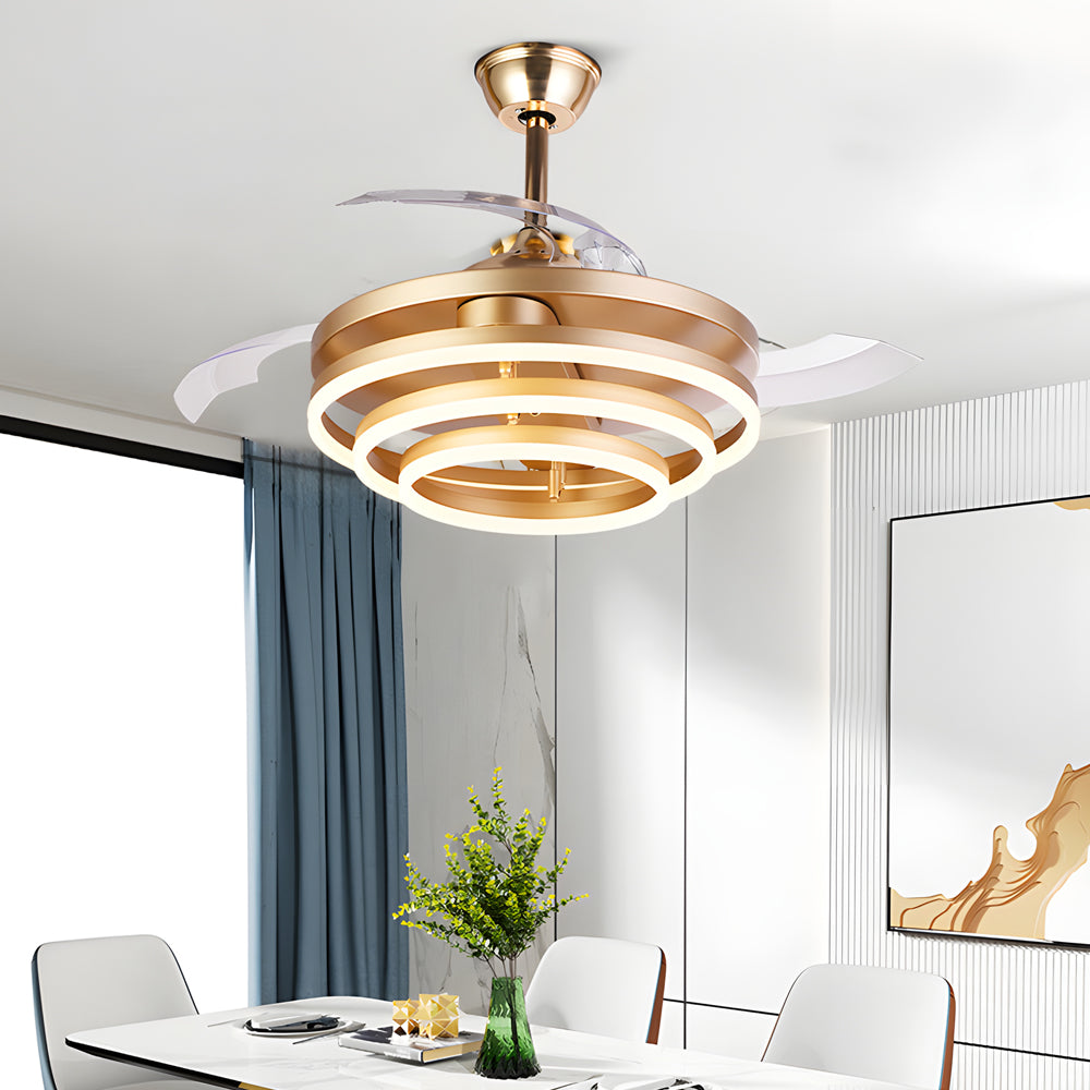 Black Modern Fan with Adjustable LED Light