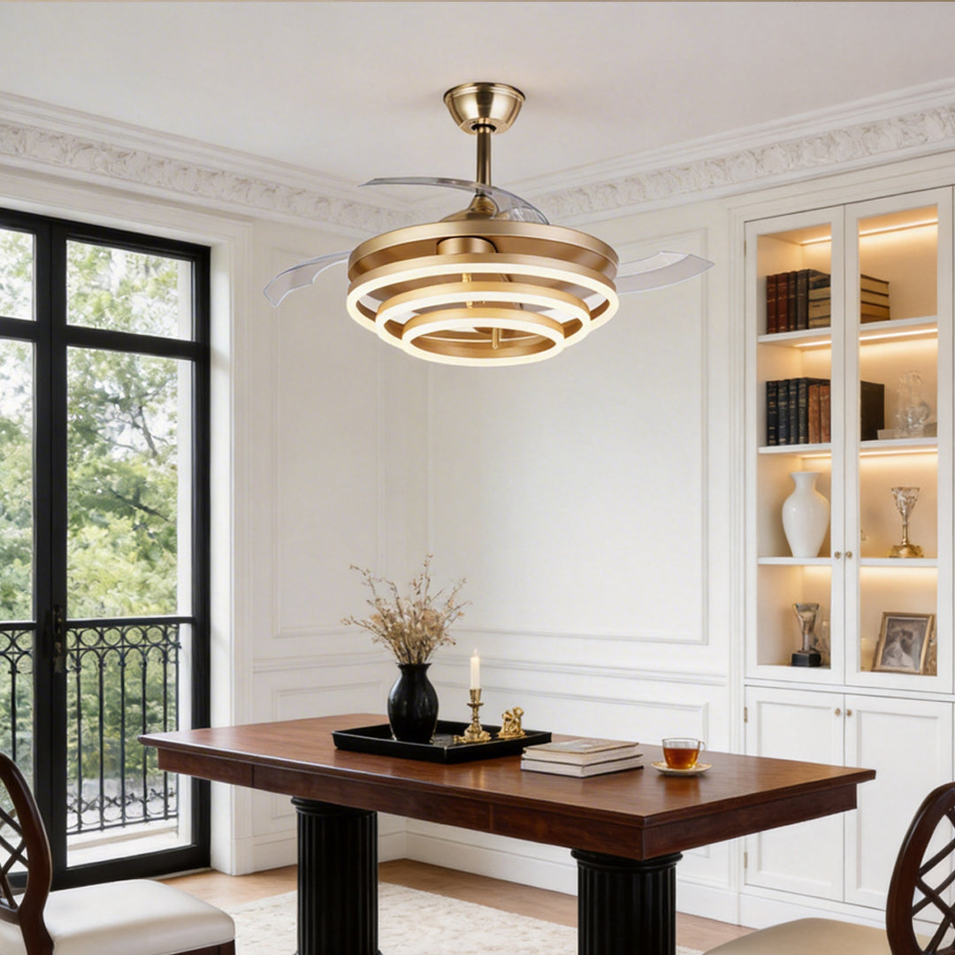 Modern Black Ceiling Fan with Adjustable LED Light