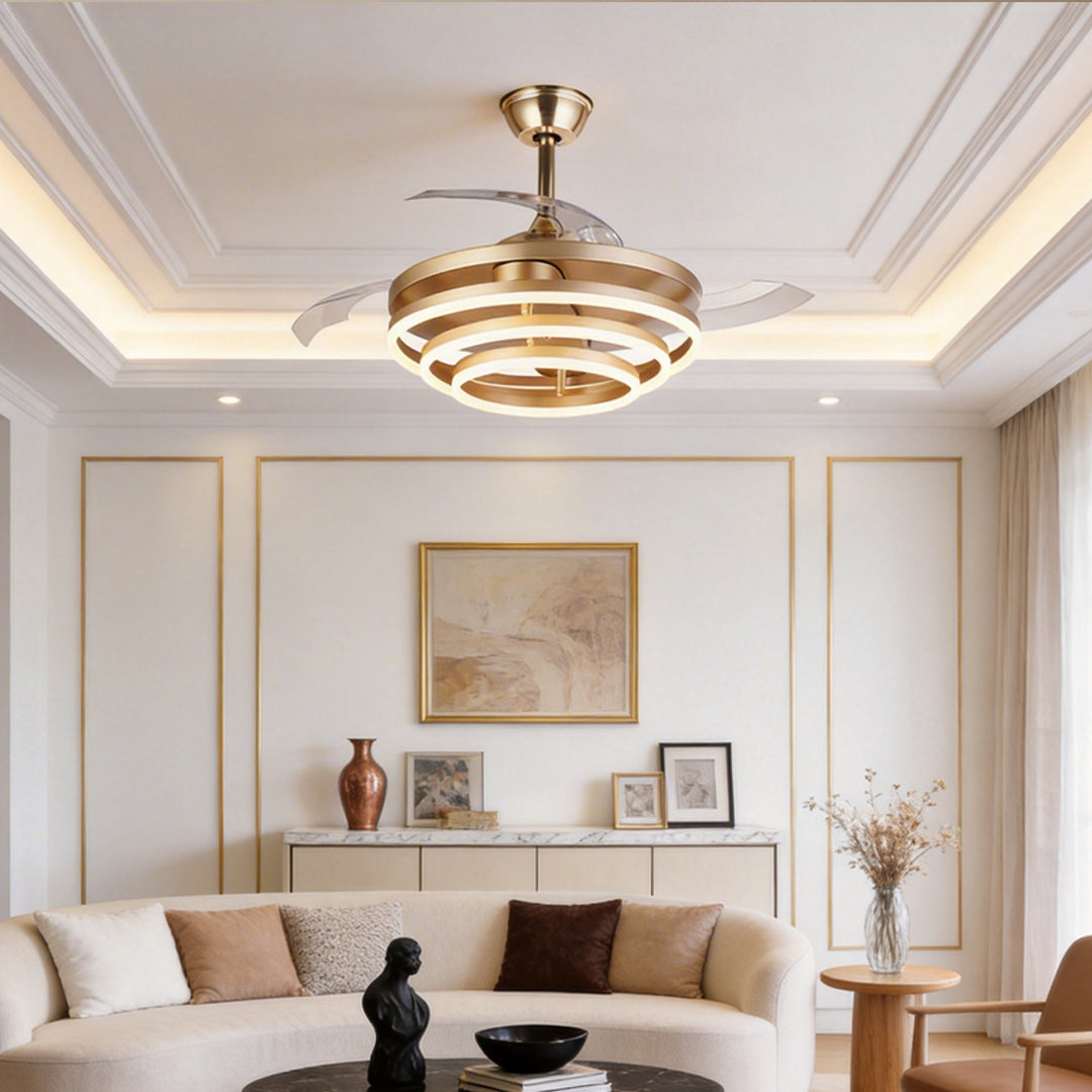 Black Modern Fan with Adjustable LED Light