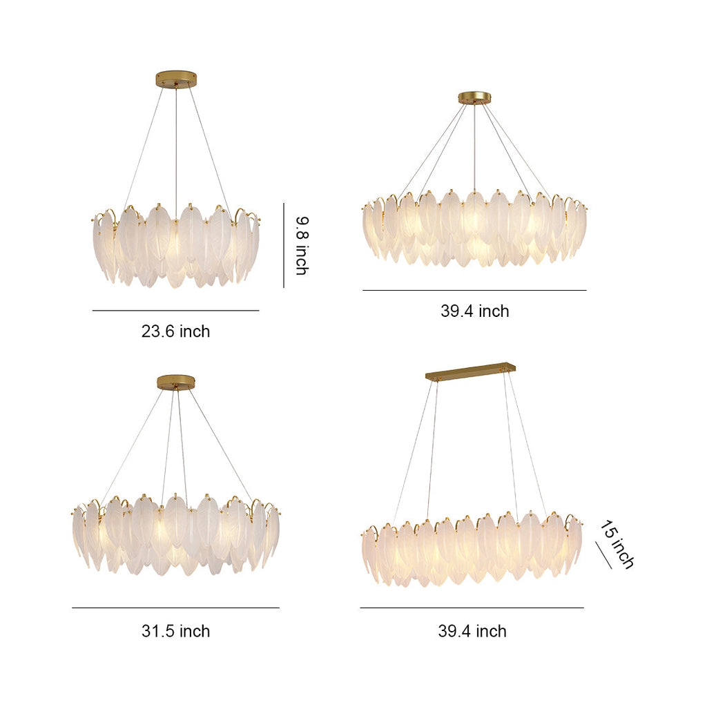 Modern Luxury Feather Glass Chandelier Ceiling Light
