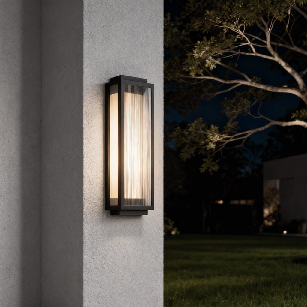 Reeded Glass LED Rectangular Outdoor Wall Light