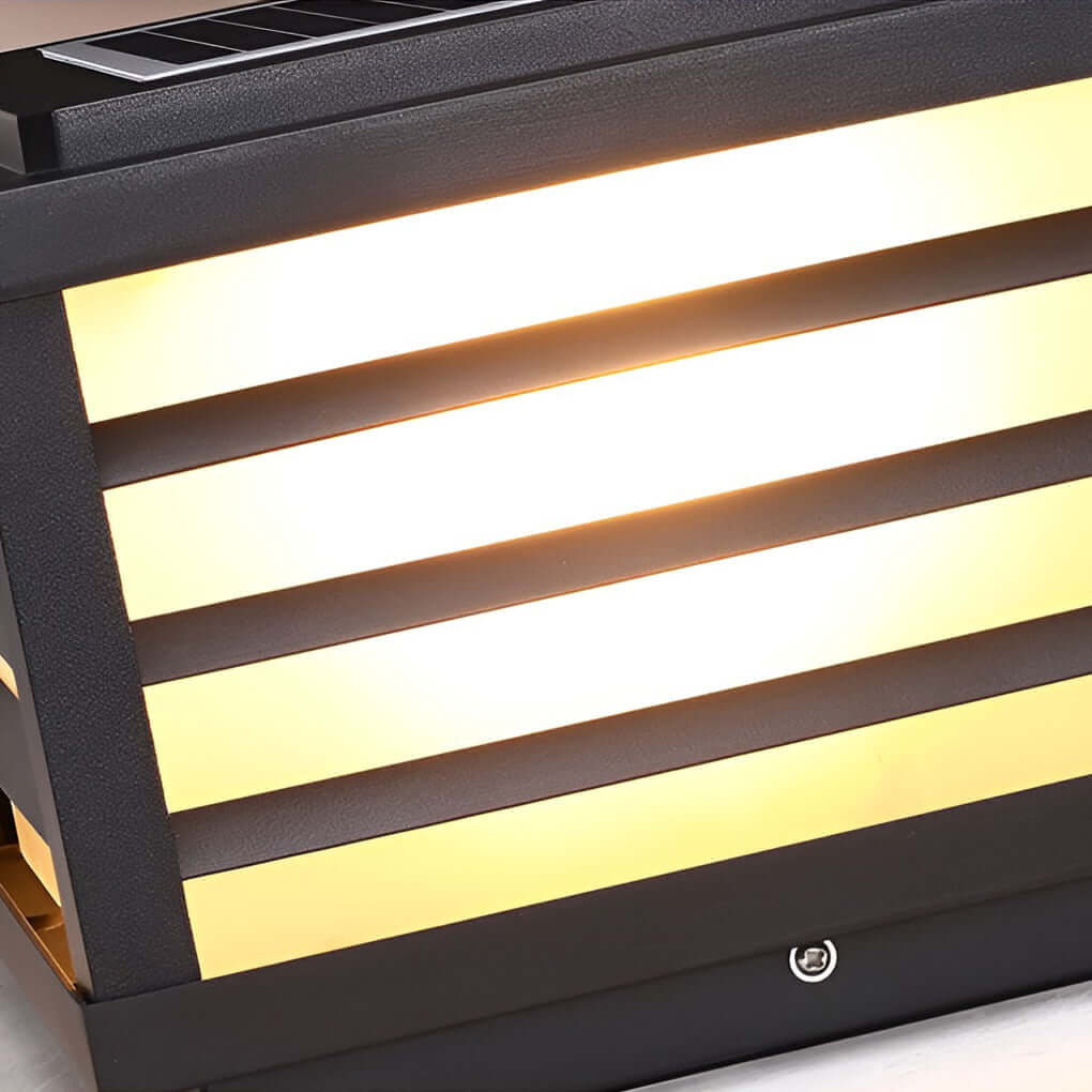 Black Gate Pillar Lights Modern LED Square Grid Design