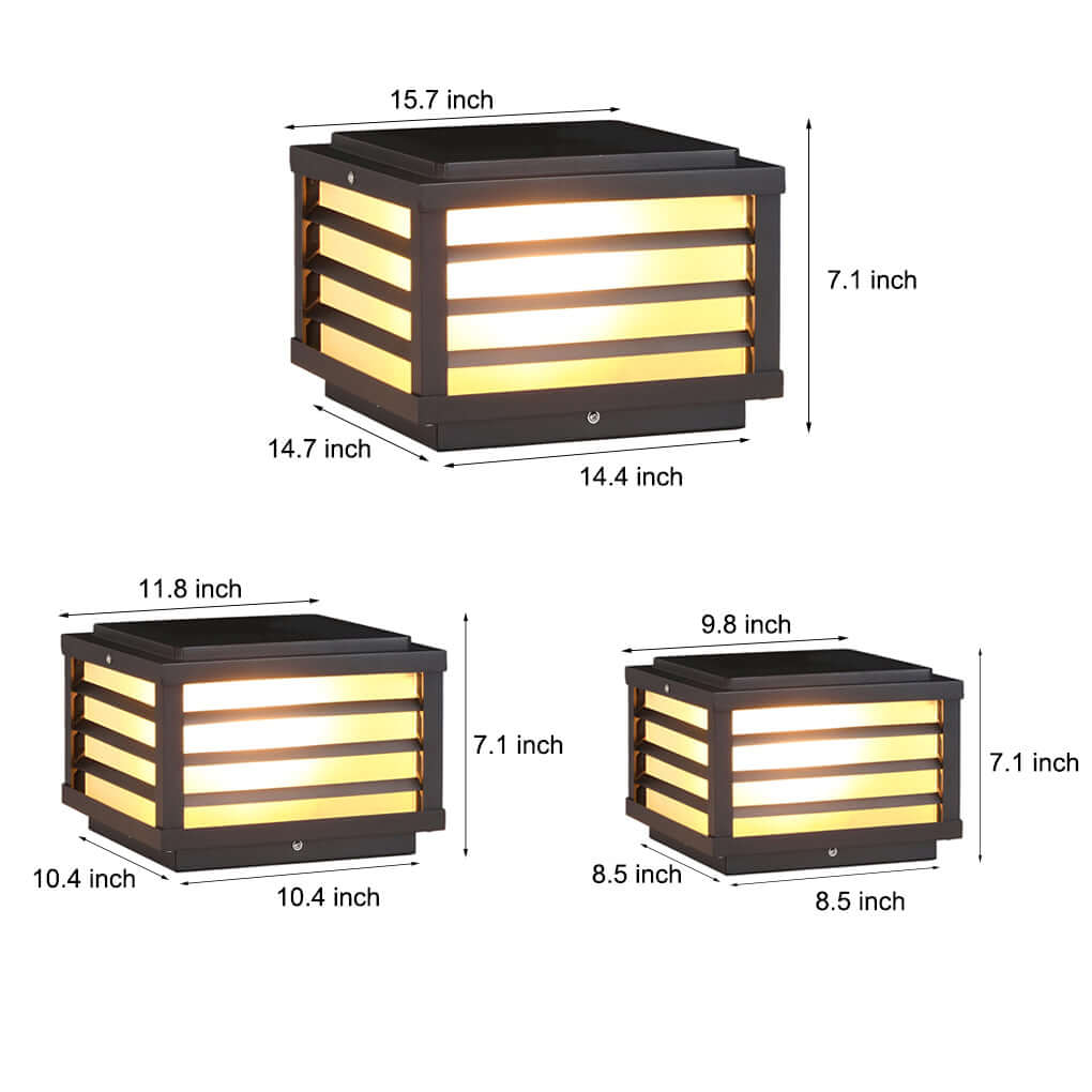 Black Gate Pillar Lights Modern LED Square Grid Design