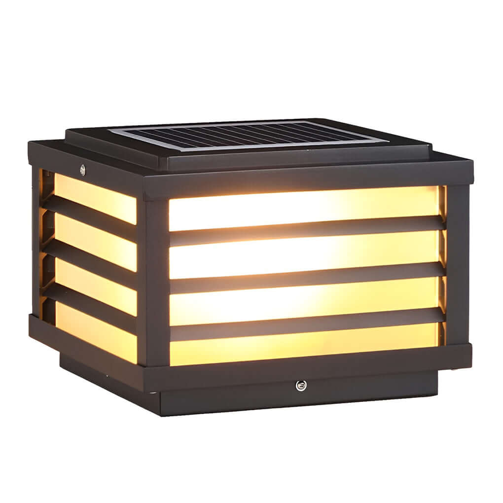 Black Gate Pillar Lights Modern LED Square Grid Design