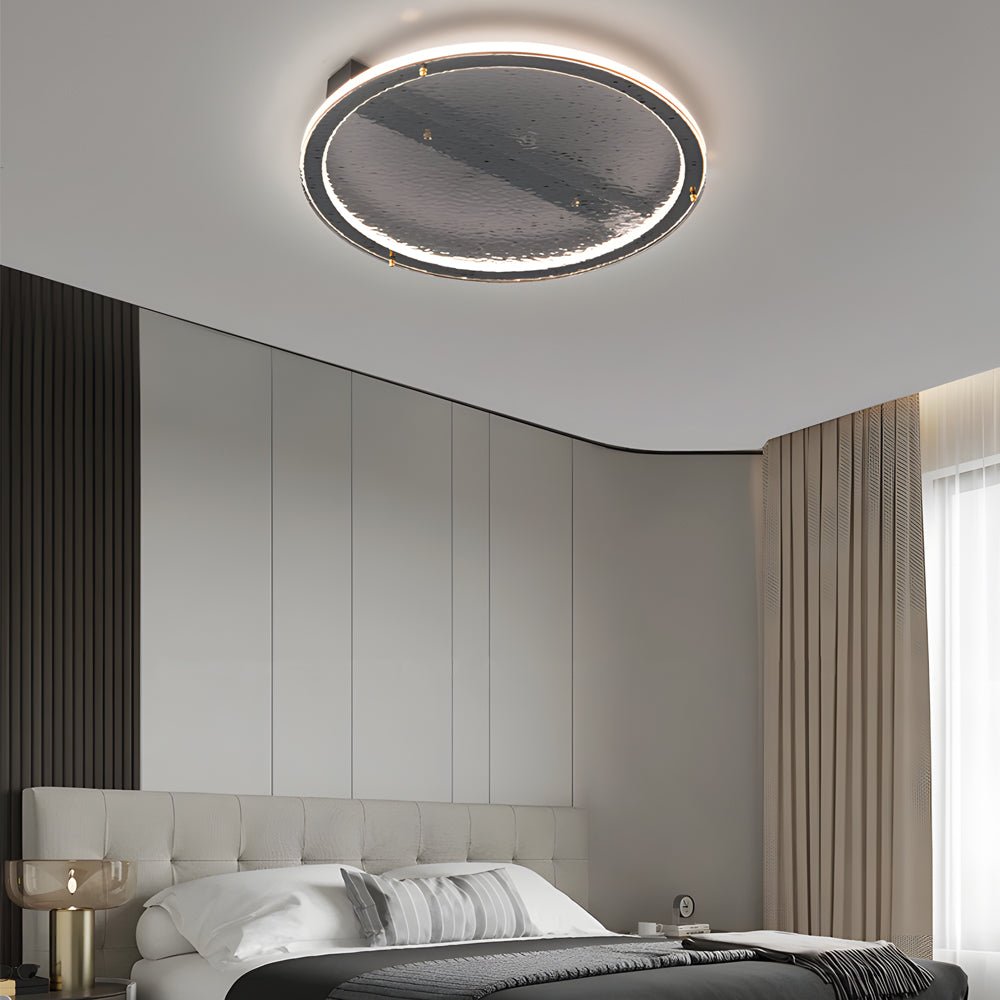 Black Glass LED Flush Mount Ceiling Light Fixture