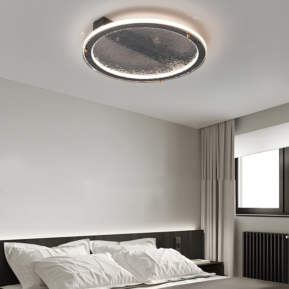 Black Glass LED Flush Mount Ceiling Light Fixture