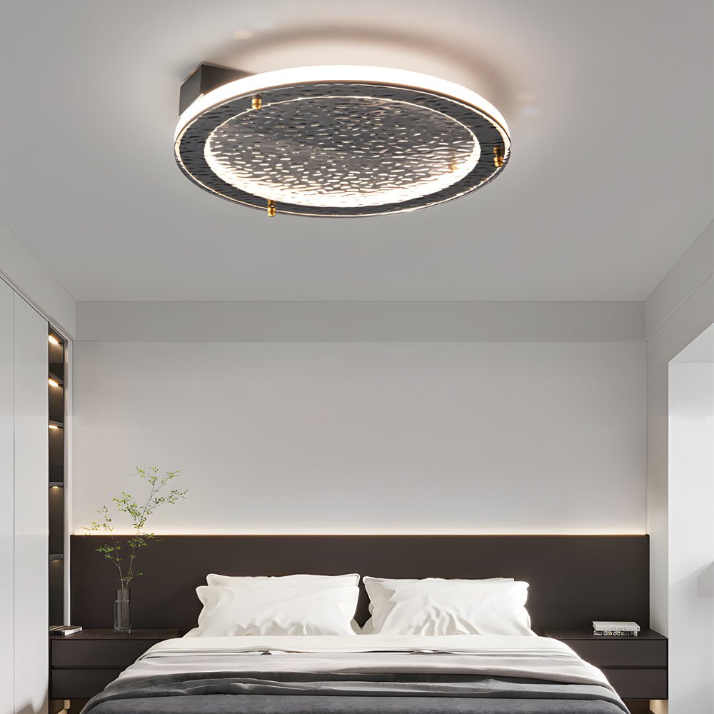 Black Glass LED Flush Mount Ceiling Light Fixture