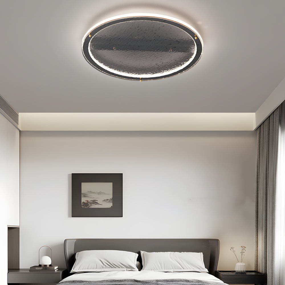 Black Glass LED Flush Mount Ceiling Light Fixture