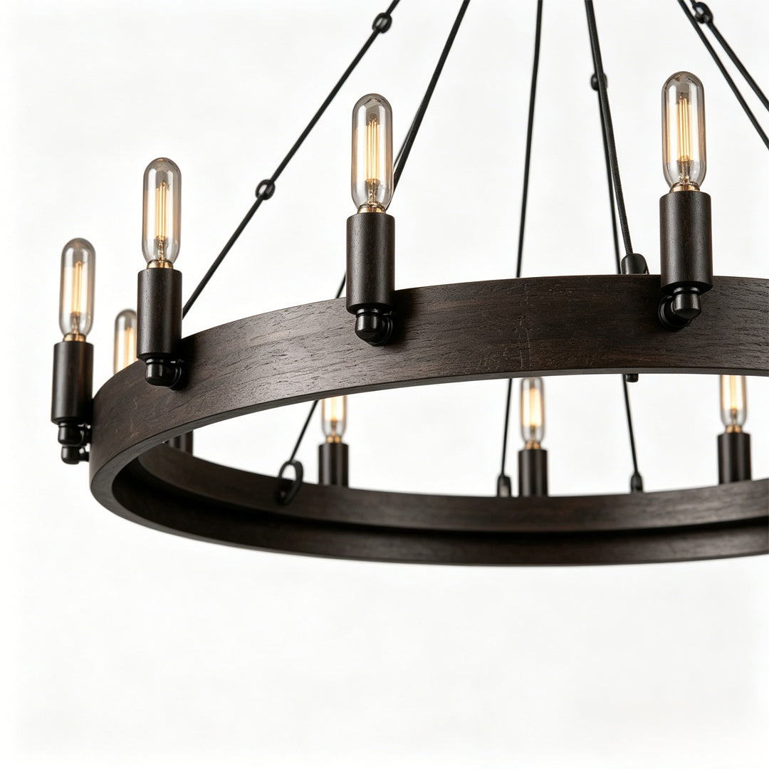 Black Iron Rustic Chandelier Round Ceiling Light