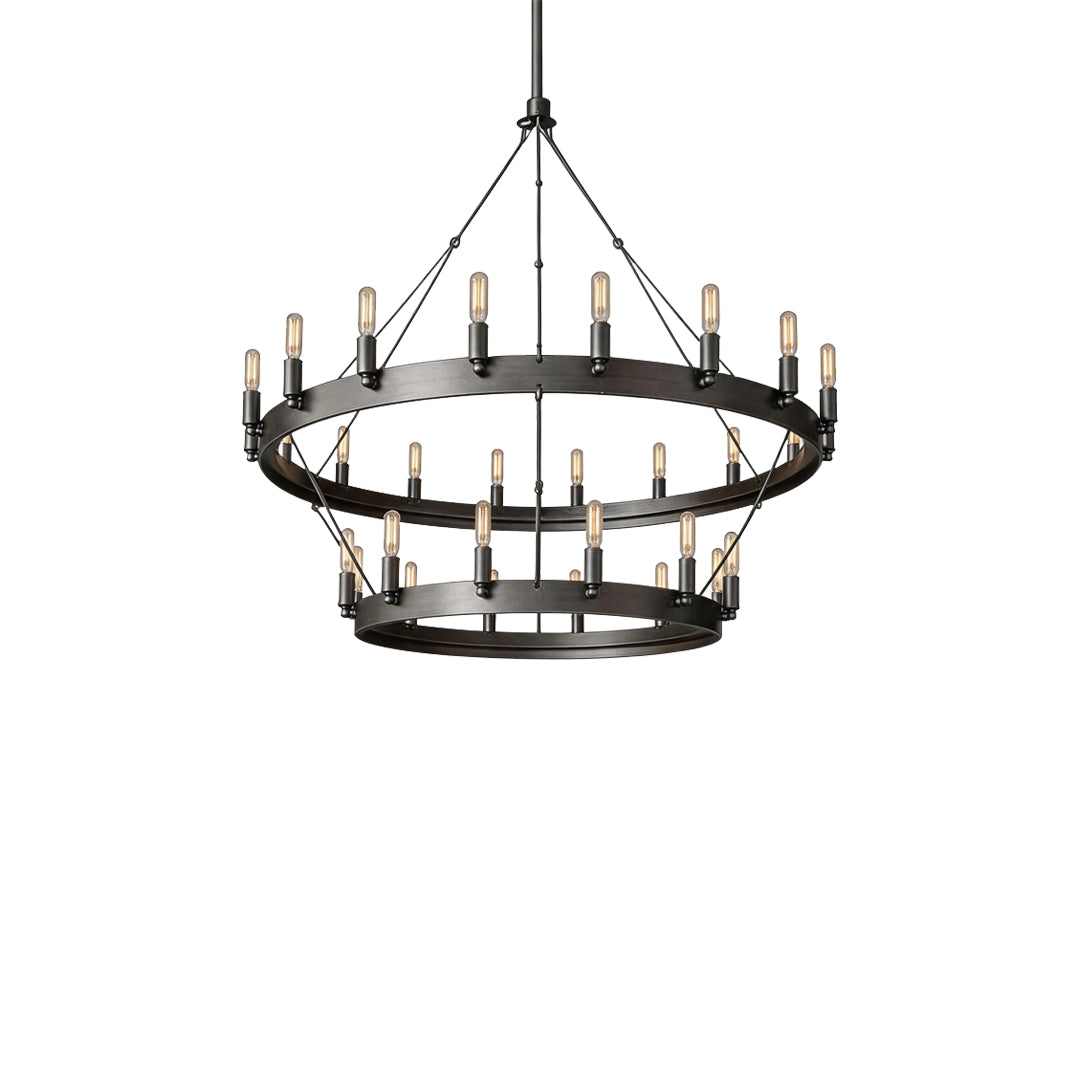 Black Iron Rustic Chandelier Round Ceiling Light