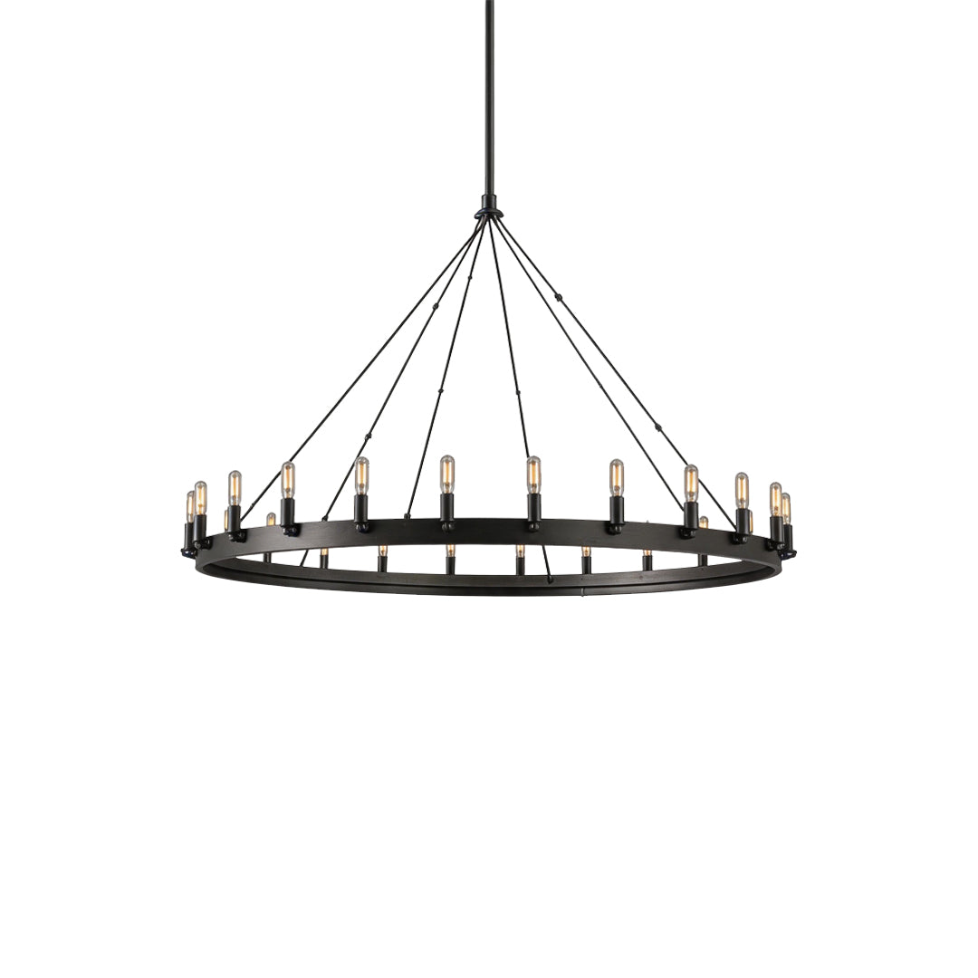 Black Iron Rustic Chandelier Round Ceiling Light