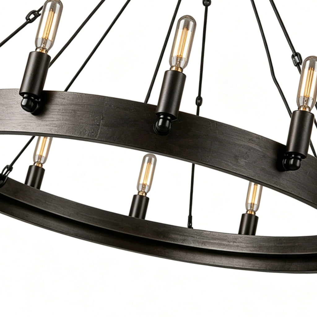 Black Iron Rustic Chandelier Round Ceiling Light