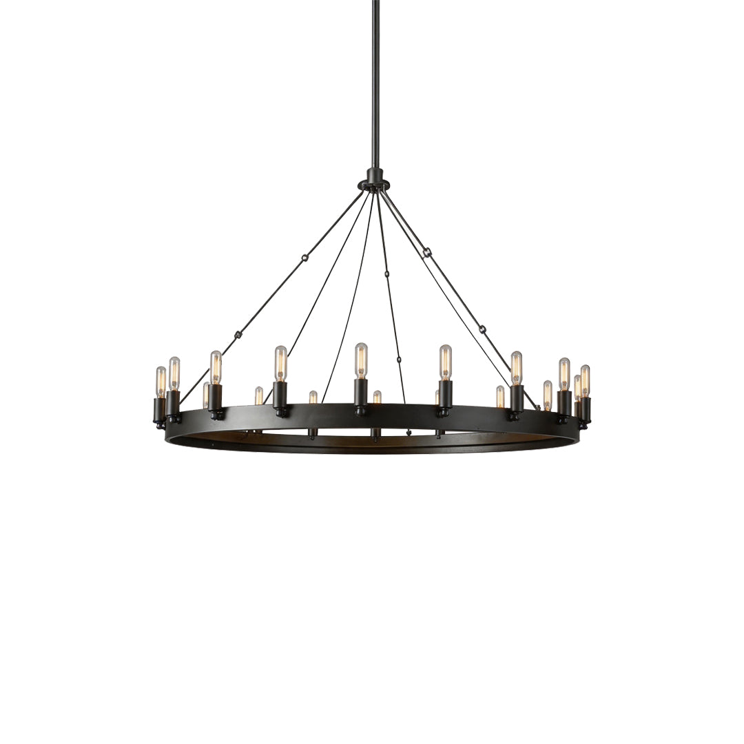 Black Iron Rustic Chandelier Round Ceiling Light