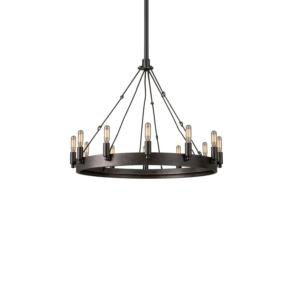 Black Iron Rustic Chandelier Round Ceiling Light
