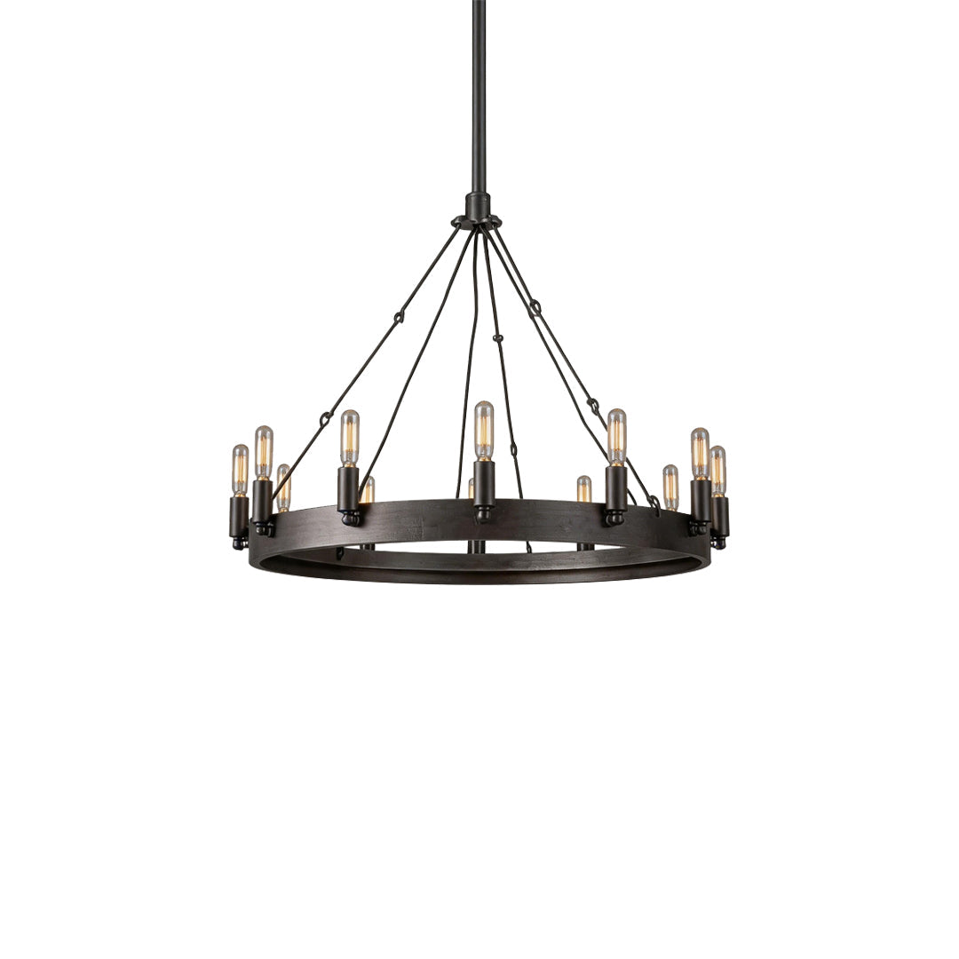 Black Iron Rustic Chandelier Round Ceiling Light