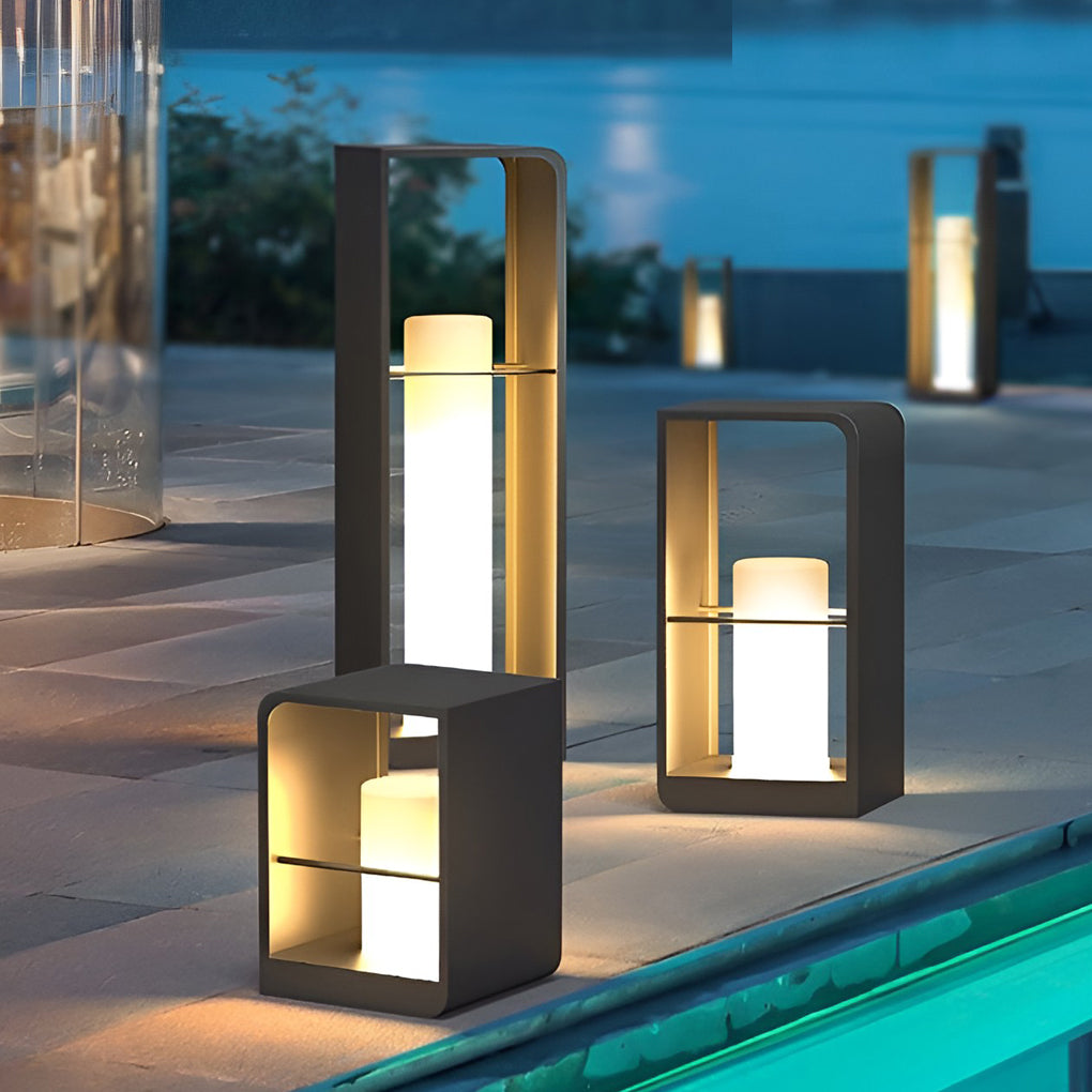 Black Lantern Outdoor Waterproof Rectangular Frame Light