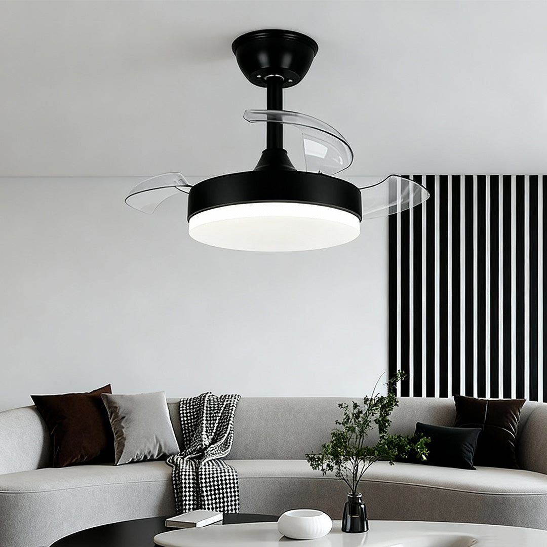 LED Ceiling Fan with Lights - Stepless Dimming, Silent Motor, Modern Design
