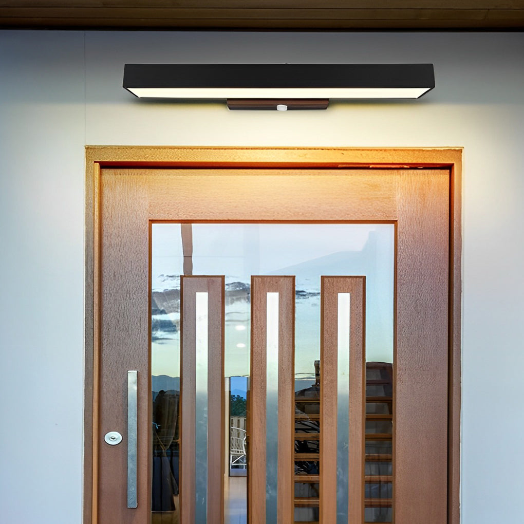 LED Outdoor Linear Wall Light - Black Rectangular Lamp
