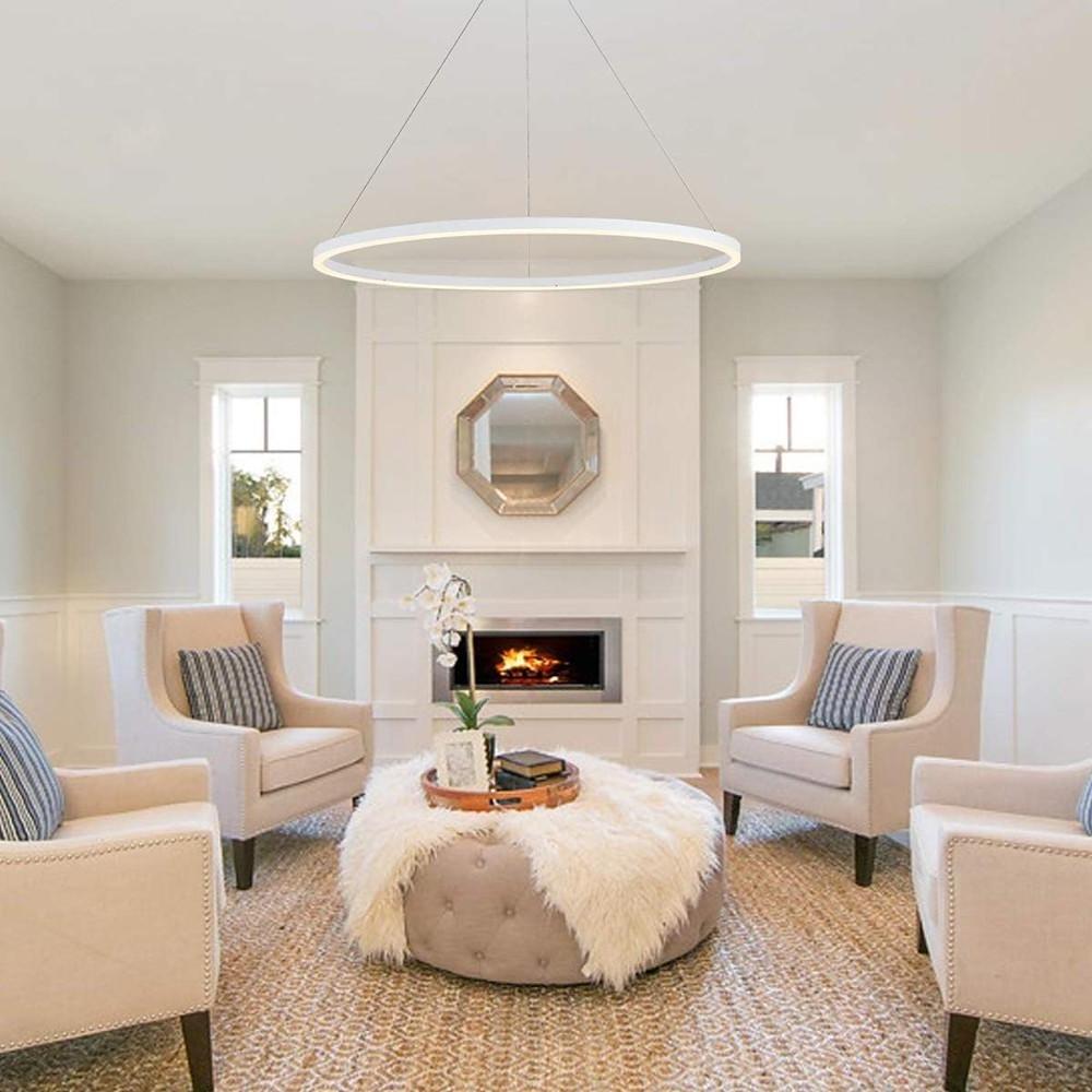 Black LED Ring Chandelier - Modern Aluminum Ceiling Light