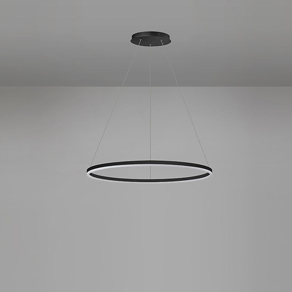 Black LED Ring Chandelier - Modern Aluminum Ceiling Light