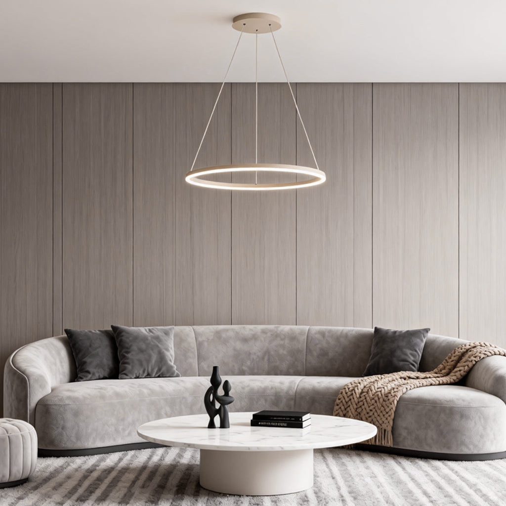 Black LED Ring Chandelier - Modern Aluminum Ceiling Light