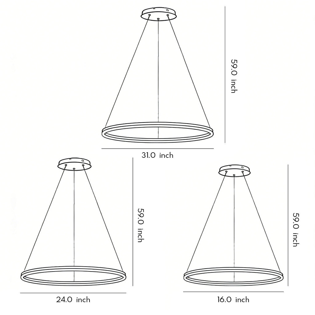 Black LED Ring Chandelier - Modern Aluminum Ceiling Light