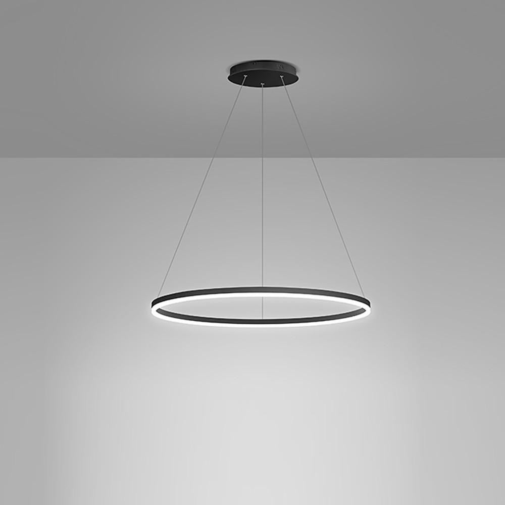 Black LED Ring Chandelier - Modern Aluminum Ceiling Light