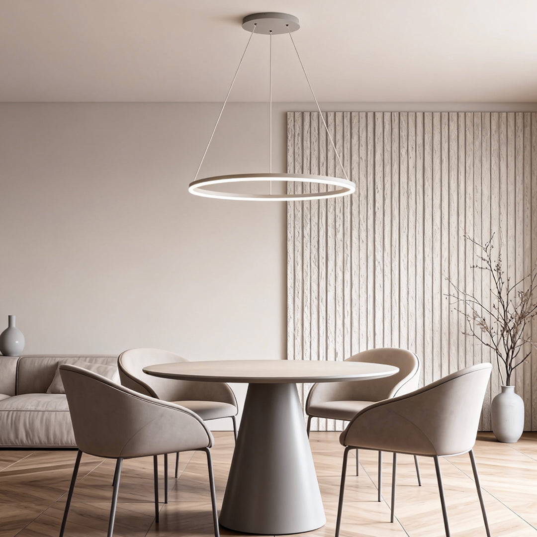 Black LED Ring Chandelier - Modern Aluminum Ceiling Light