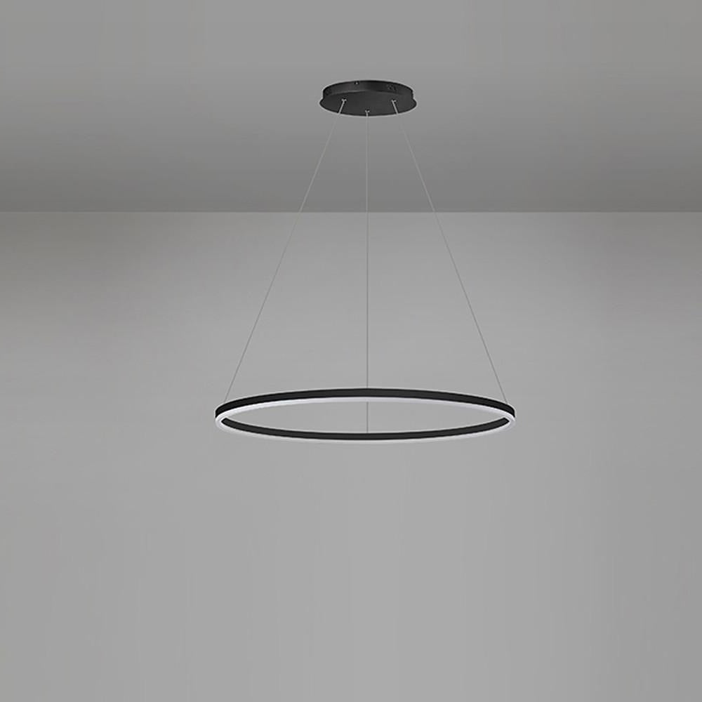 Black LED Ring Chandelier - Modern Aluminum Ceiling Light