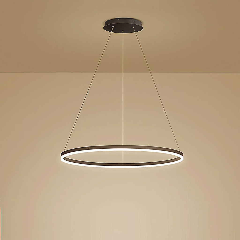 Black LED Ring Chandelier - Modern Aluminum Ceiling Light