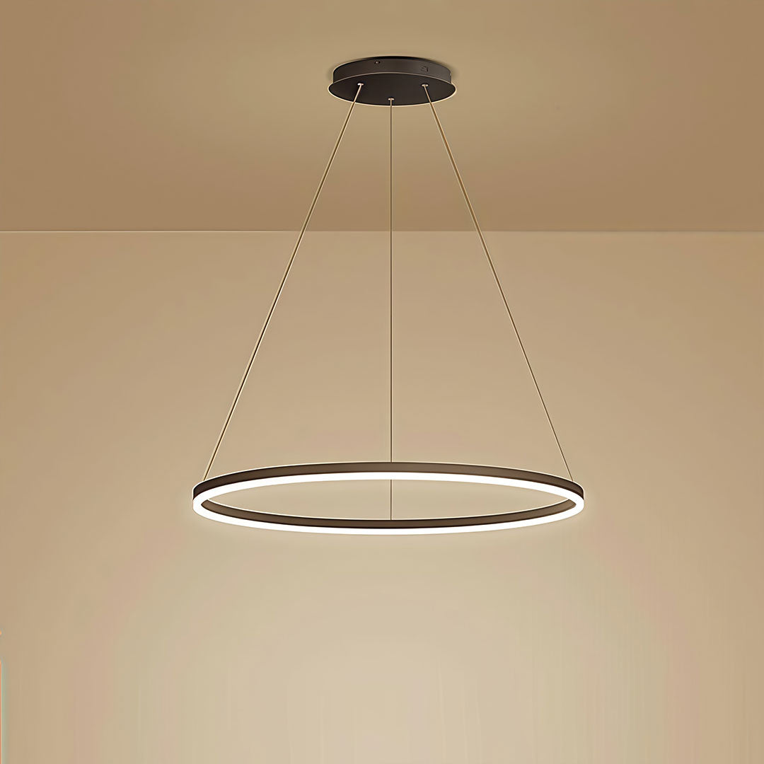 Black LED Ring Chandelier - Modern Aluminum Ceiling Light