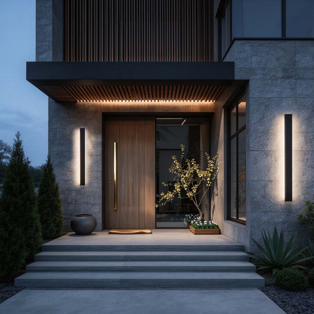 Black Waterproof LED Wall Sconce - Modern Outdoor Light Fixture
