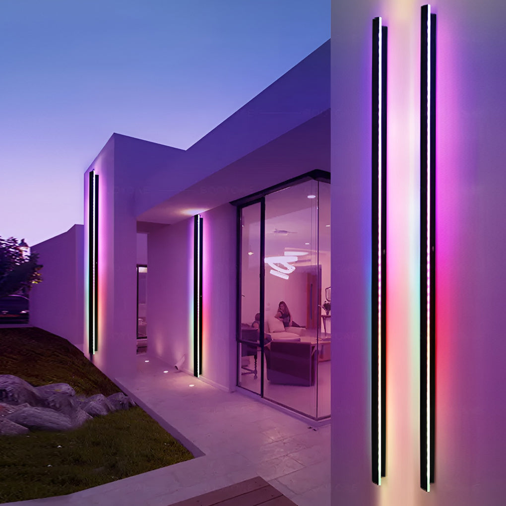 Black LED RGB Linear Wall Light - Waterproof Outdoor Lighting for Gardens & Patios