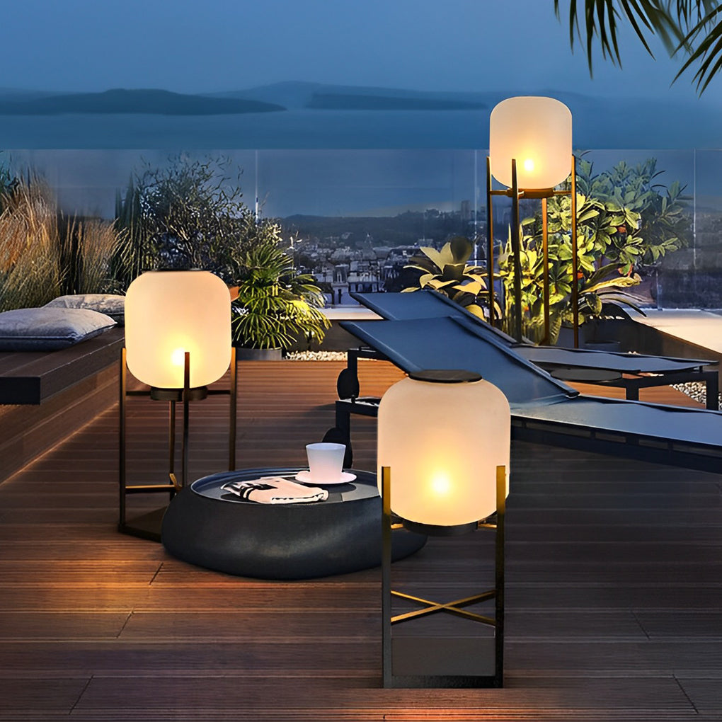 Outdoor LED Metal Floor Lamp - Standing Light Lantern for Patios, Gardens, and Decks